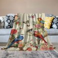 thumbnail image 2 of COMIO Watercolor Birds Throw Blanket Gifts for Girls, Vintage Beige Cardinals Hummingbirds Soft Cozy Plush Flannel Blanket for Kids Bedroom, Fluffy Blanket for Women Couch Bed Sofa, 2 of 6