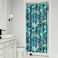 thumbnail image 2 of Small Stall Narrow Shower Curtain 36"W x 72"L – Tropical Bohemian Leaves, Mid-Century Abstract Boho Botanical Bathroom Decor, Vintage Floral Palm Leaf Pattern, Rustic Tribal Folk Style, 2 of 4