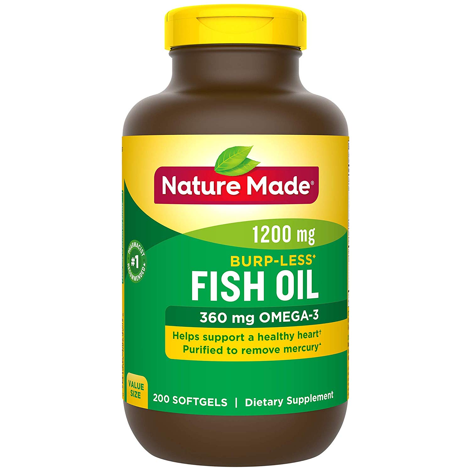 Nature Made BurpLess Fish Oil 1,200 mg Softgels, 200