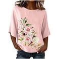 thumbnail image 2 of Favoffer Women's Printed Round Neck 3/4 Sleeve Blouses Loose Casual Tops Breathable Pullover Shirts for Spring Summer Daily Travel, 2 of 6
