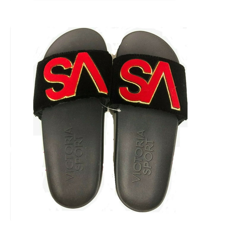 Victoria s Secret Single Strap Slides Velour Velvet VS Logo for Women Small 5 6 New Walmart
