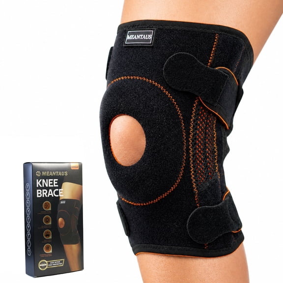 MEANTAUS Knee Brace, Adjustable Compression Knee Support with Side Stabilizers, Patella Knee Sleeve for Men Women, Knee Pad for Weightlifting Running Basketball Gym Workout Training Sports (L/XL)