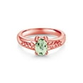 thumbnail image 2 of Gem Stone King 0.75 Ct Oval Green Prasiolite 18K Rose Gold Plated Silver Ring, 2 of 5