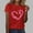 Red, variant on Abomasnow Women's Crew Neck Breast Cancer Awareness T-Shirt Casual Heart Pink Ribbon Graphic Short Sleeve Shirt Breast Cancer Fighter Pullover Tops