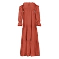 thumbnail image 6 of Unir Women's Maternity 450g Stretch Spandex Gown, Off-The-Shoulder Ruffle Sleeve Tiered Maxi Dress, Flowy Boho Pregnancy Photography & Formal Long Dress, 1pc, S/M/L/XL/XXL, 6 of 6