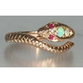 thumbnail image 3 of LBG British Made 18k Rose Gold Natural Opal & Ruby Womens Promise Ring - 33 size options - Size 6.5, 3 of 6