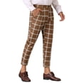 thumbnail image 4 of Pantalones de vestir de cuadros INSPIRE CHIC para hombres, longitud de tobillo recortada, 32, marrón claro, 4 of 5
