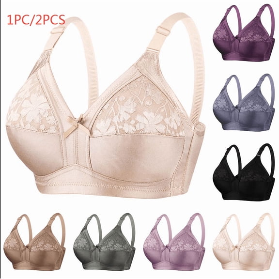 HomeDM Wireless Bras for Women Comfort Lightly Lined Bralettes Full Coverage Push Up Everyday Bras, Beige, 36C-D