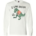 thumbnail image 3 of Inktastic I Love Soccer-Dinosaur in Orange Long Sleeve T-Shirt, 3 of 5