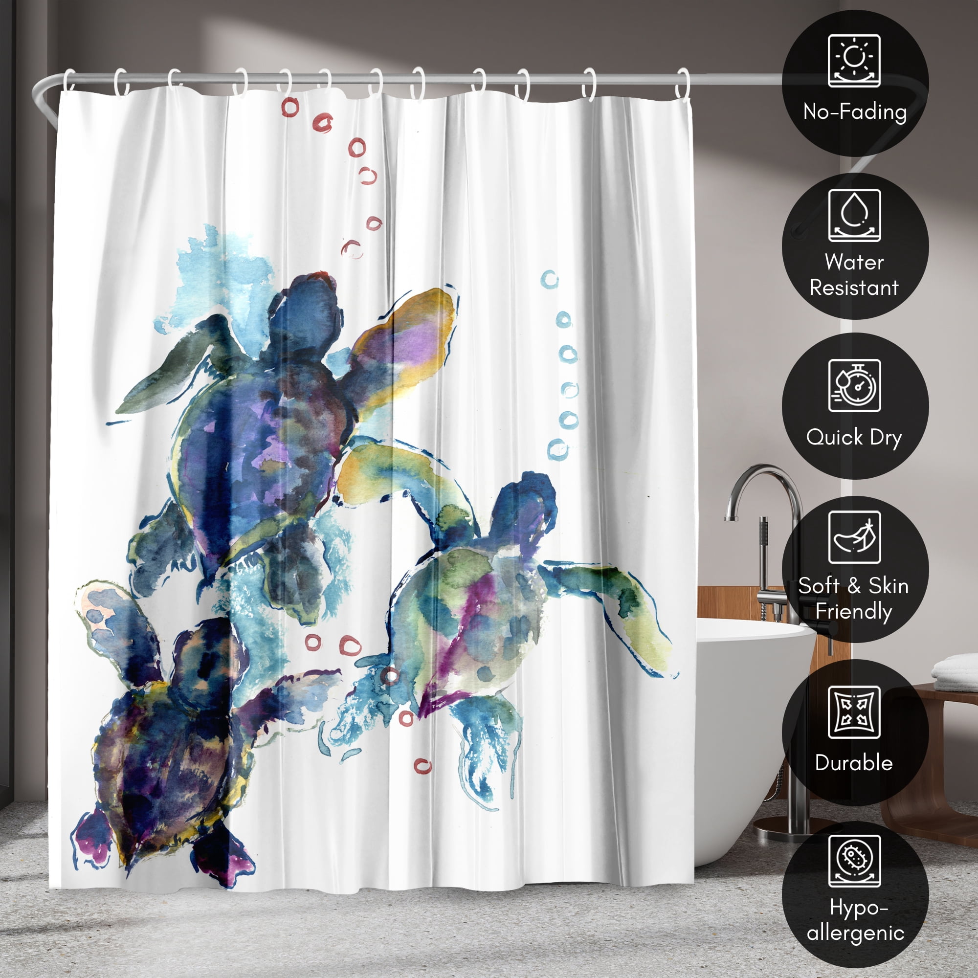 Americanflat 71" x 74" Shower Curtain, Baby Sea Turtles 3 by Suren Nersisyan