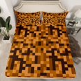 thumbnail image 2 of Feelyou Brown Square Abstract Bed Sheets, Pixel Grid Miners King Sheets, 4 Pieces, 2 of 7