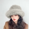 thumbnail image 2 of Fjofpr Women Hats Clearance Fluffy Bucket Hat Women'S Oversized Fluffy Wide Brim Hat Women's Solid Color Winter Warm Punk Dome Hat Fashion Plush Fisherman Hat, 2 of 3