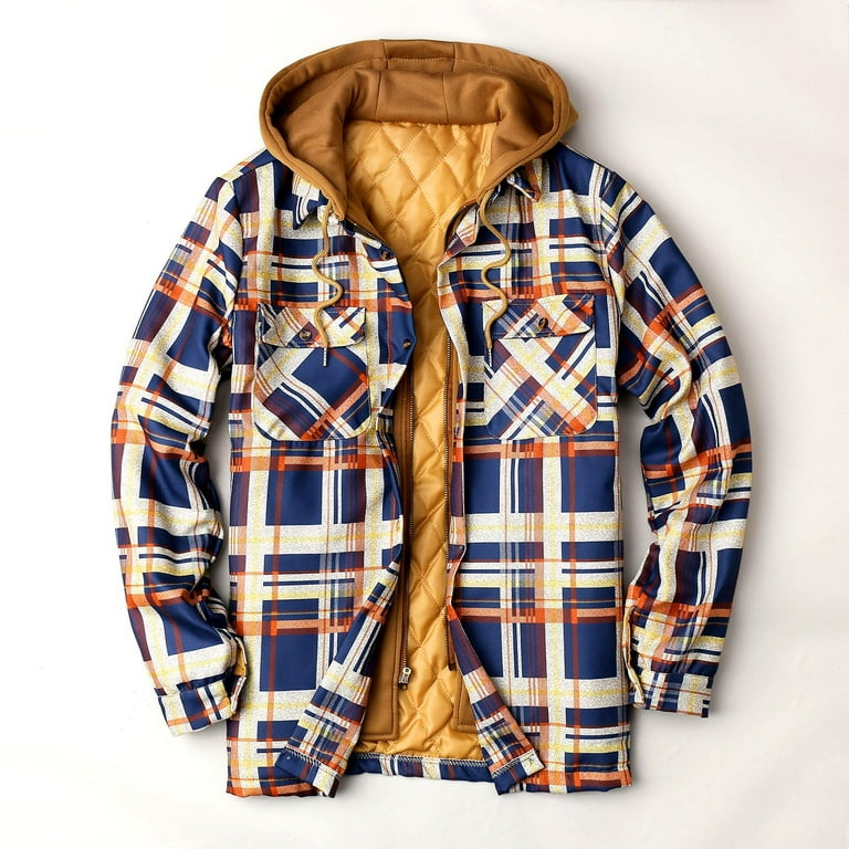 Plaid padded loose hooded jacket sale