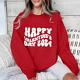 thumbnail image 4 of Sweatshirts for Women Happy Valentine's Day Print Pullover Sweatshirt Long Sleeve Crew Neck Shirt Top Women's Blouse for Valentine's Day and Daily, 4 of 7