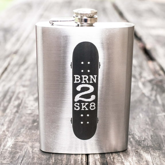 8oz Born 2 Skate Flask L1