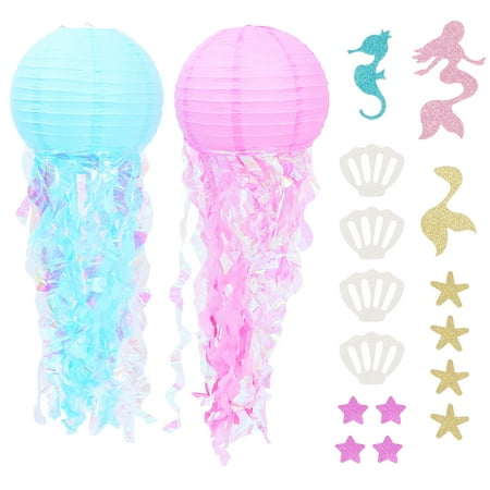 

2 Sets Exquisite Jellyfish Pendants Spiral Shaped Pendant Lantern Scene Decors