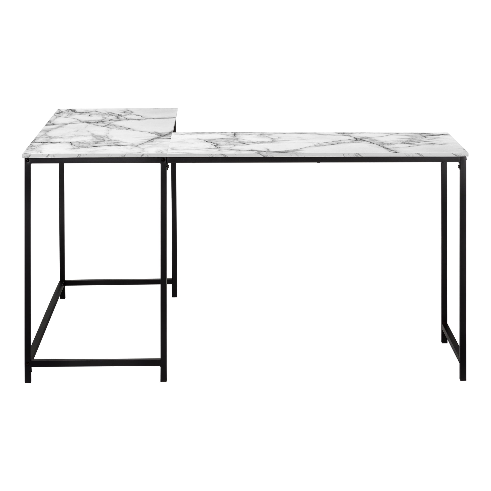 Free Shipping Computer Desk L Shaped Corner Metal Base 58 L X 44 W White Marble Look Black Walmart