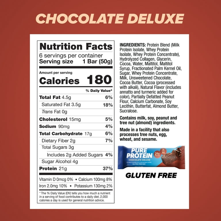  Pure Protein Gluten Free Chocolate Protein Bars, 50g