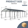 thumbnail image 2 of CarButler 12x32ft Metal Heavy Duty Carport with Galvanized Steel Roof and Frame,Outdoor Large Garage with 4 Fixed Inclined Square Tube Supports, 2 of 8