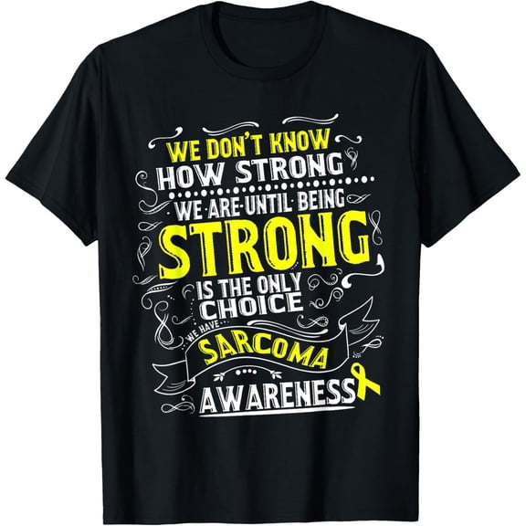 t-shirt Sarcoma Cancer Awareness Shirt Yellow Ribbon Bone Cancer T-Shirt mens,black,women,funny,journey,Crew Neck, Short Sleeve,custom clothing patterns.gift