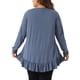 thumbnail image 4 of Tops de túnica de mujer plus size Agnes Orinda, con botones, cuello en V, mangas largas, dobladillo con volantes, blusas fluidas 2X azul, 4 of 8