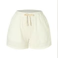 thumbnail image 4 of Linen Shorts,Womens 5 Inch Inseam Drawstring Linen Blend Short,Comfy Shorts for Women(Color:White,Size:S), 4 of 7
