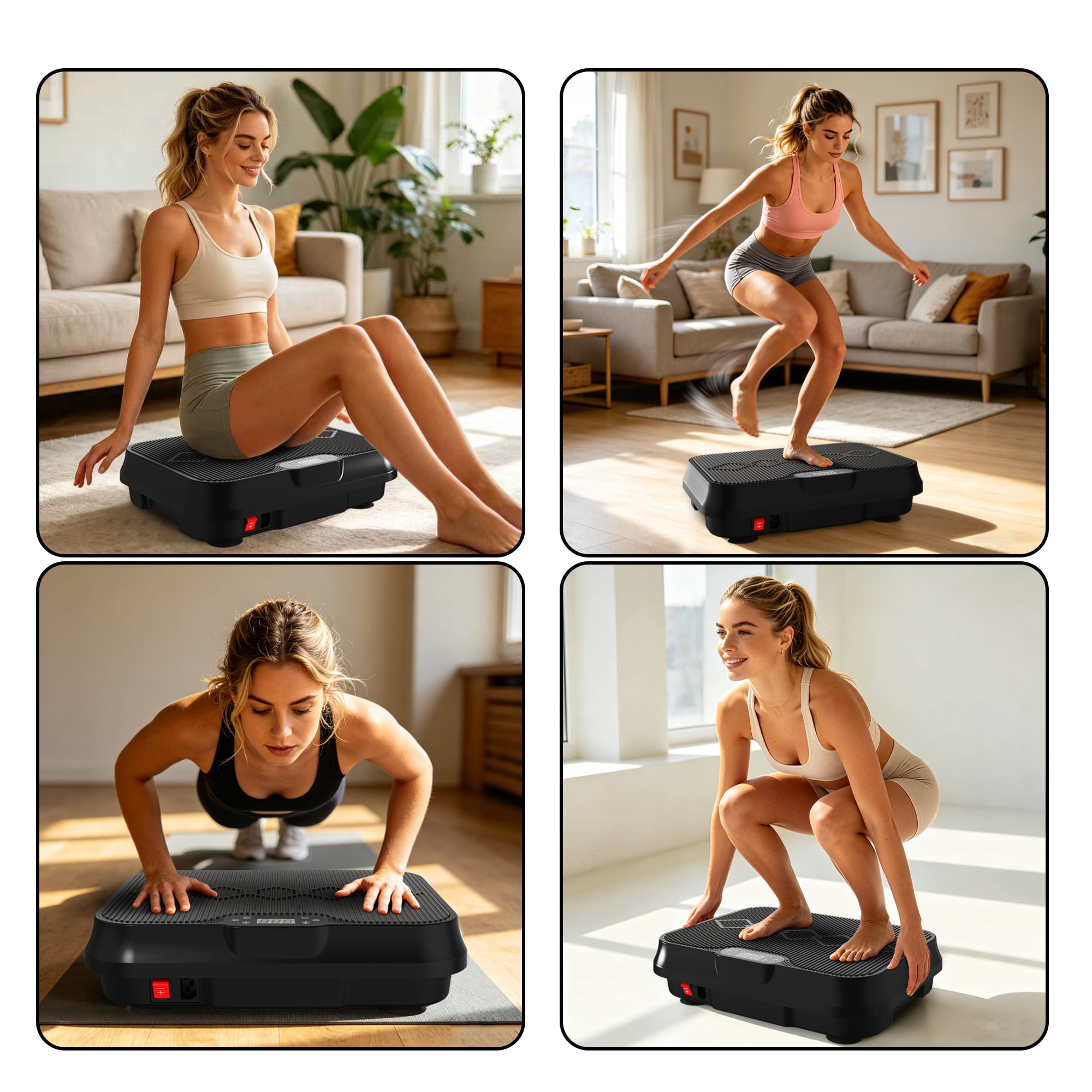 CZBZ Vibration Plate Exercise Machine, Whole Body Workout Platform with Remote Control & Resistance Bands, 300LBS Capacity Adjustable Speeds Vibration Platform for Home Gym Office
