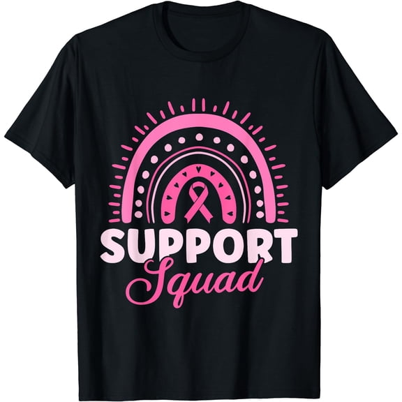 Support Squad Breast Cancer Warrior T-Shirt Black Small