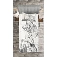 thumbnail image 3 of Ambesonne Antique Quilted Bedspread Set 2 Pcs, France, Twin Size, Black White, 3 of 3