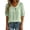 Mint Green, variant on Women's Peter Pan Collar Puff Sleeve Linen Shirt, Full Button Down Casual Loose Summer Blouse Gray S