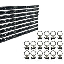 Heavy Duty Aluminum 2 Feet L-Track Black Powder Coated (8) and Stud with Black Powder coated Ring (16) Tie Down System for Enclosed Trailers and Cargo Vans