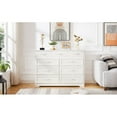 thumbnail image 3 of Bedroom dresser, 9 drawer long dresser with antique handles, wood chest of drawers for kids room, living room, entry and hallway, White, 47.56''W x 15.75''D x 34.45''H., 3 of 10