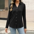thumbnail image 4 of Delayuji Womens Button Down Shirts Long Sleeve Tops Solid Color Casual Spring Trendy Tops, 4 of 7