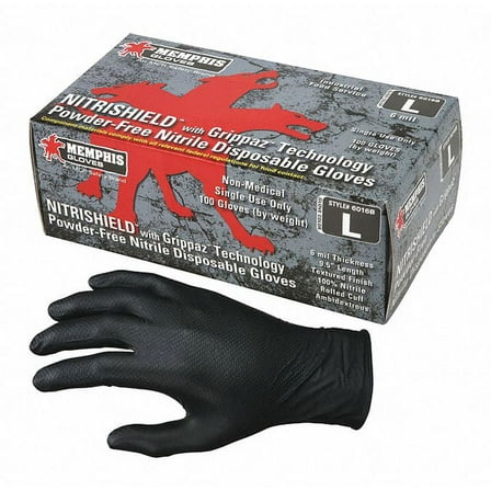 MCR Safety NitriShield with Grippaz Technology Disposable Nitrile Gloves, Powder