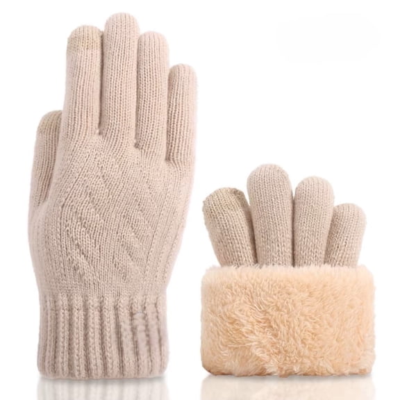 Women's Fleece Lined Jacquard  Knit Gloves with Touch Screen Capability