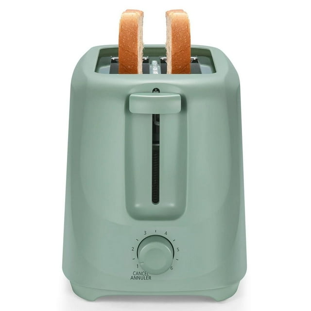 Mainstays 2-Slice Toaster with 6 Shade Settings and Removable Crumb Tray, Green Sage