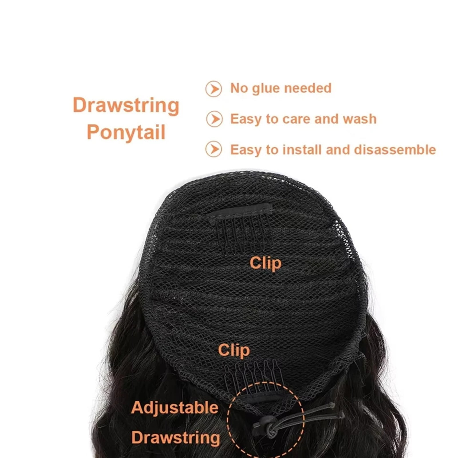 Body Wave Human Hair Ponytail Extensions for Women Clip in Drawstring Ponytail Hair Extensions