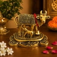 thumbnail image 2 of Golden Finish Cow & Calf Decorative Figurine with Ornate Base | Premium Metal Look Tabletop Accent Showpiece, 2 of 4