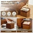 thumbnail image 4 of Oversized Chaise Lounge Chair Indoor, Linen-Cotton Sleeper Sofa Bed with Throw Pillows with Footrest Set,Modern Comfy Couches Chairs for Living Room,Bedroom (Brown), 4 of 8
