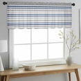 thumbnail image 2 of Navy Blue Grey Striped Valance Curtains for Kitchen/Living Room/Bathroom/Bedroom Window,Rod Pocket Small Topper Half Short Window Curtains Voile Sheer Scarf,Horizontal Lines Simple Minimalist 42"x18", 2 of 8