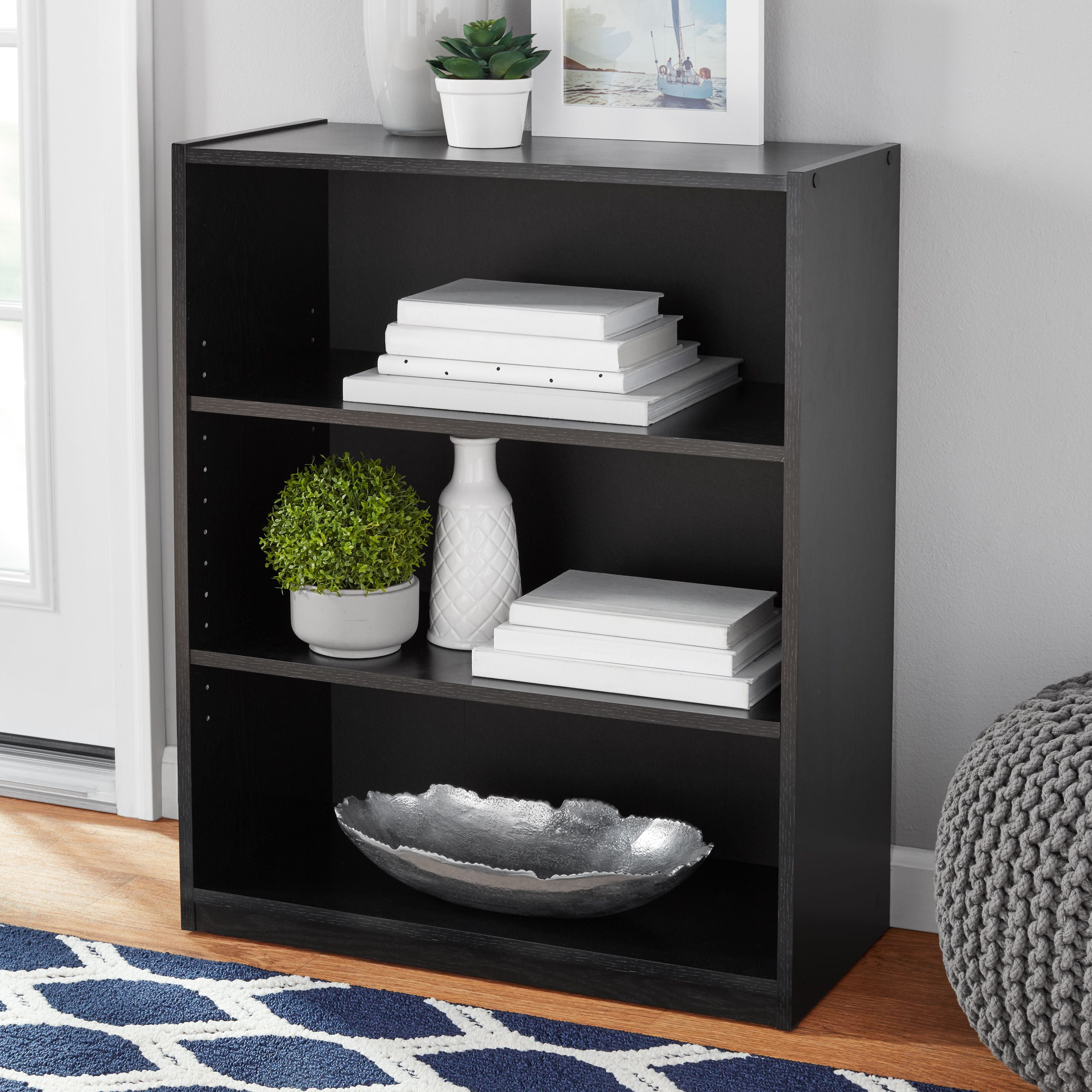 Minimalist 3 Shelf Bookcase for Large Space