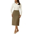 thumbnail image 2 of INSPIRE CHIC Stylish Women's Pencil Skirt with High Waist and Split Back for Work and Casual Wear S Brown, 2 of 6