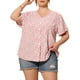 thumbnail image 1 of Blusas de mujer de tallas grandes Agnes Orinda, camisas de botones florales, tops de cuello en V, blusas casuales de manga con volantes 2X rosa, 1 of 7