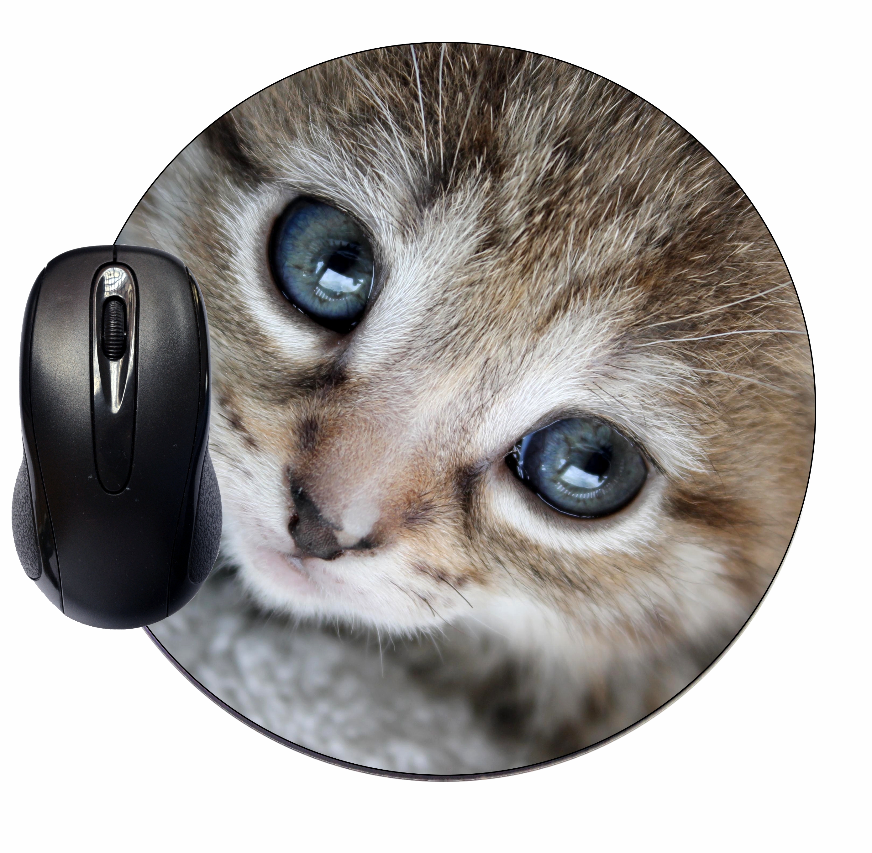 Mouse Mat Pad Mousepad Cute Desk Round Circle Mousemat Sweet Kitten Kitty Cat Face