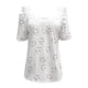 thumbnail image 3 of ICHUANYI Clearance Women's Casual Off The Shoulder Lace Regular Fit Short Sleeve Tops V-Neck Shirt Tops(White, XXL) ICHUANYI WER2023080704932, 3 of 3