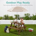 thumbnail image 3 of Best Choice Products Kids Wooden Picnic Table, Outdoor Activity Table w/ Adjustable Umbrella, Seats - Walnut/Beige, 3 of 9