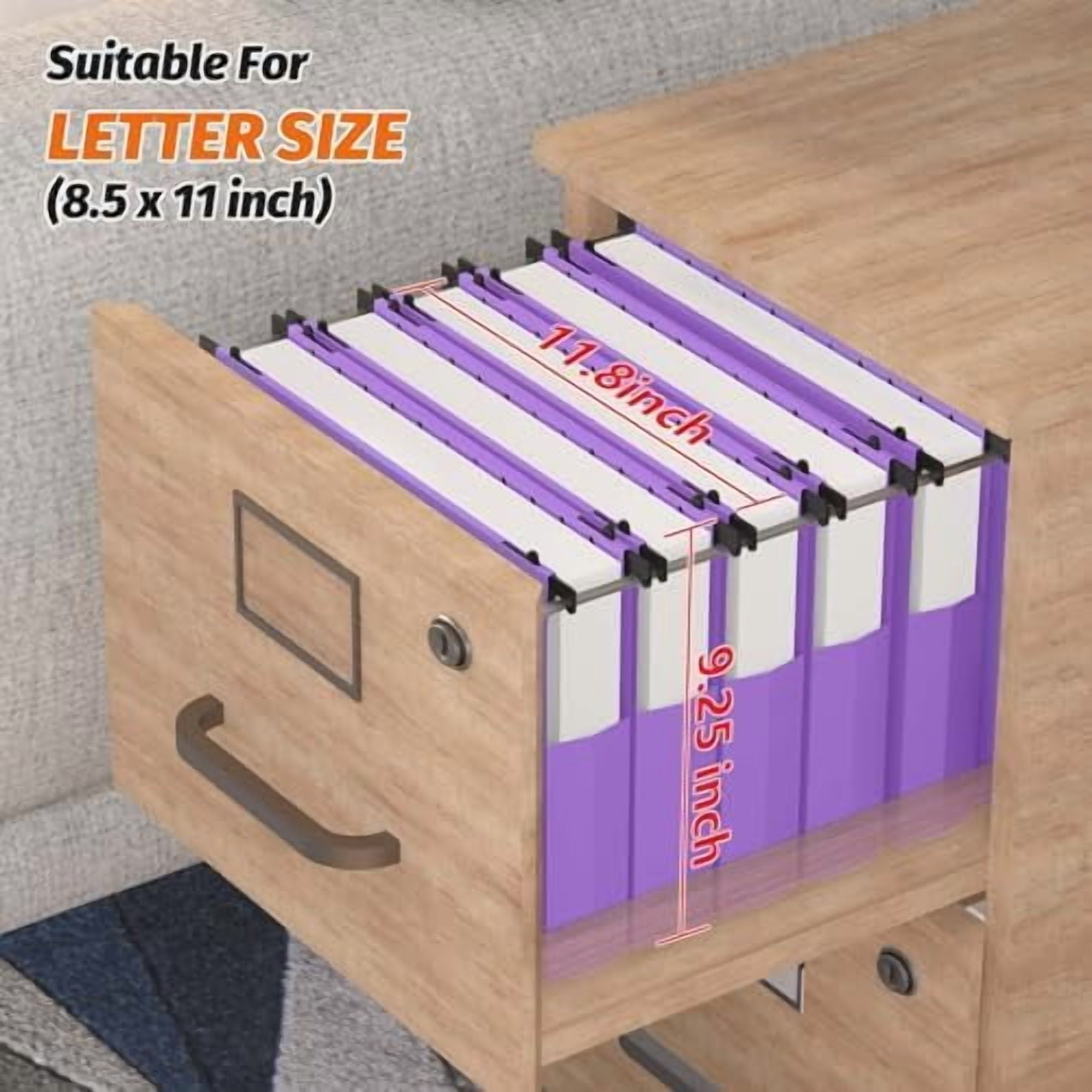 Extra Capacity Plastic Hanging File Folders,12 Pack Reinforced Expanding Hang Folder Letter Size,Accordian Pocket,Heavy Duty 2 Inch Expansion,Hanging Folder Organizer for Office Home,Purple