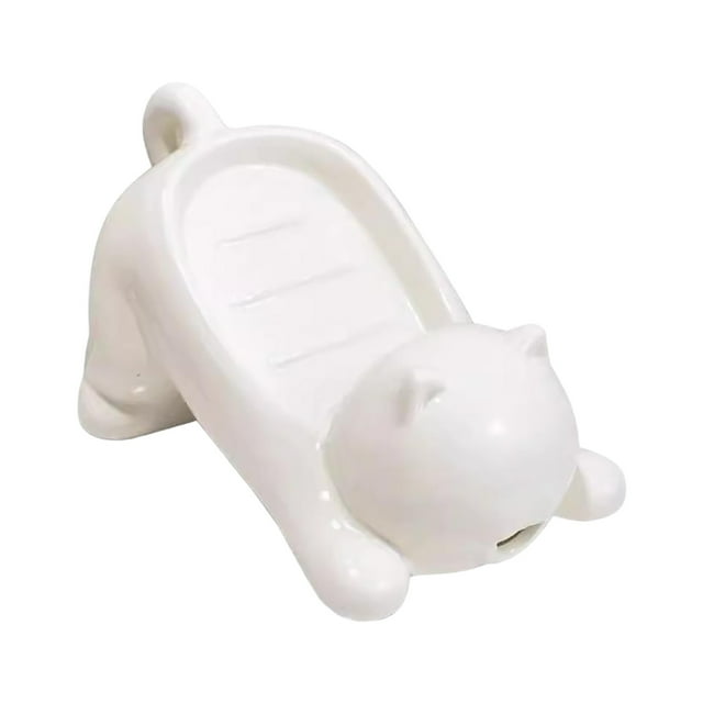 Functional Soap Holder for Bathroom and Kitchen - Self Draining Bar Sleek Soap with Cat Easter Print Design Easy to Clean - Soap Storage for Daily Use