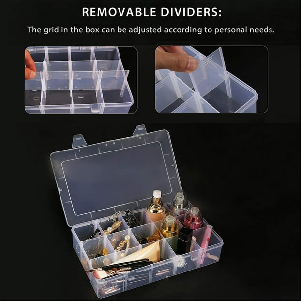 Mgfed Organizer Box With Adjustable Dividers, 15/24/36 Compartment Organizer Clear Storage Container For Bead Organizer, Fishing Tackles, Felt Board A