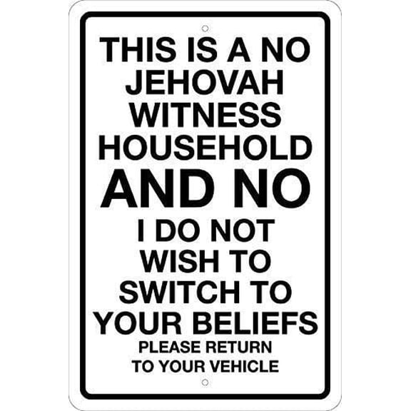 No Soliciting Metal Sign, No Religious Visits, Aluminum Outdoor Warning Sign, 8 x 12 Inch Wall Decor